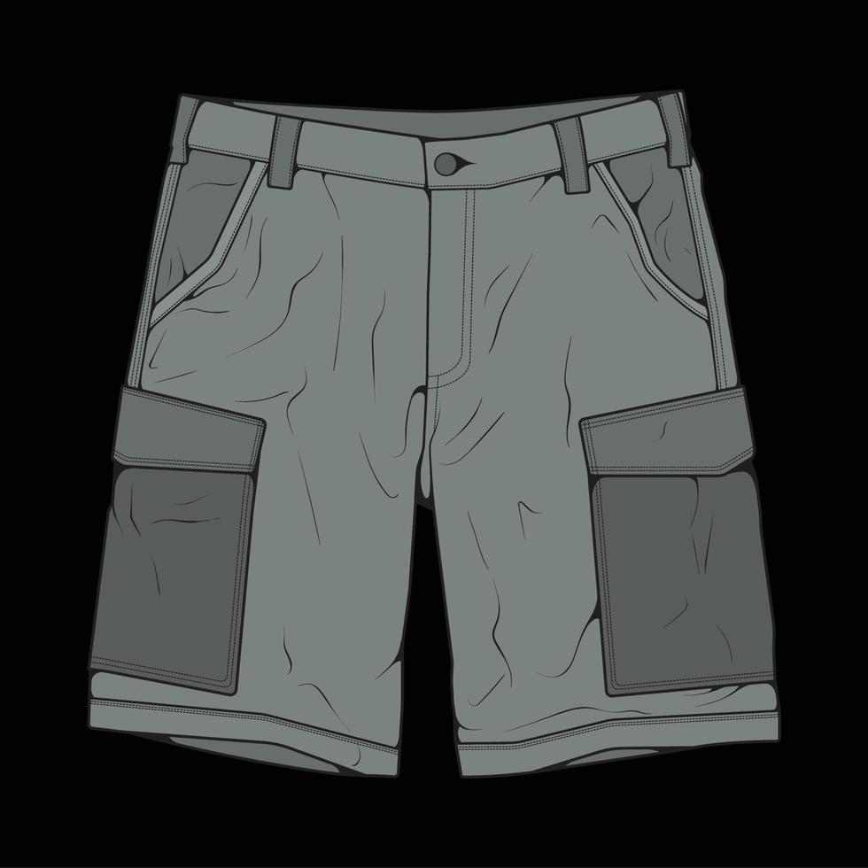 vetor de desenho de bloco de cores de calças curtas, calças curtas em um estilo de desenho, modelo de treinadores, ilustração vetorial.