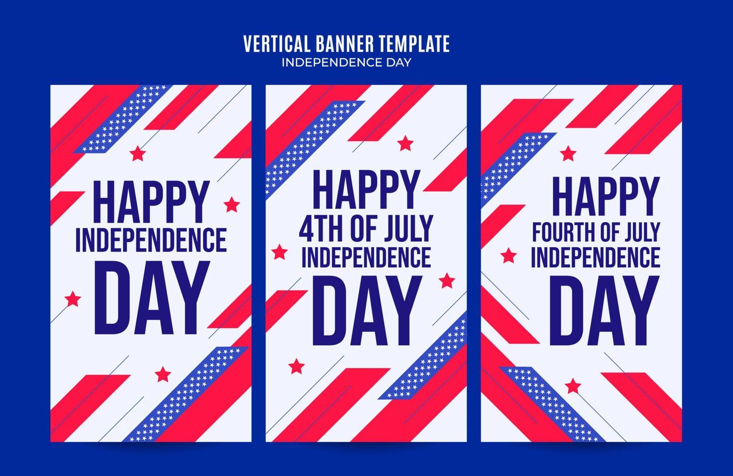 feliz 4 de julho - banner da web dos eua do dia da independência para pôster vertical de mídia social, banner, área espacial e plano de fundo vetor