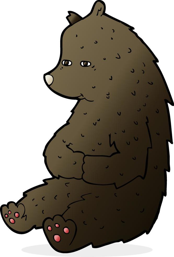 urso preto bonito dos desenhos animados vetor