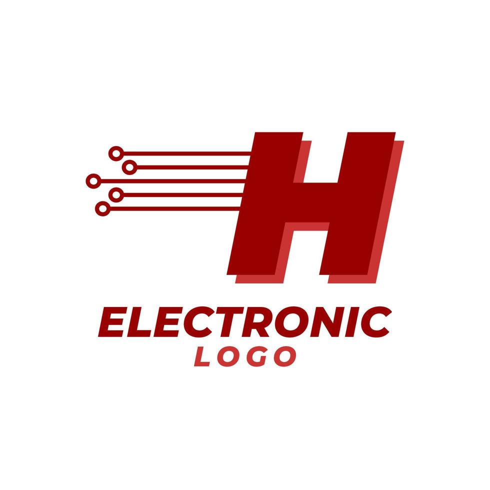 letra h com elemento de design de logotipo de vetor inicial de decoração de circuito eletrônico