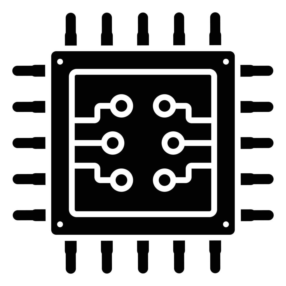 estilo de ícone do processador cpu vetor