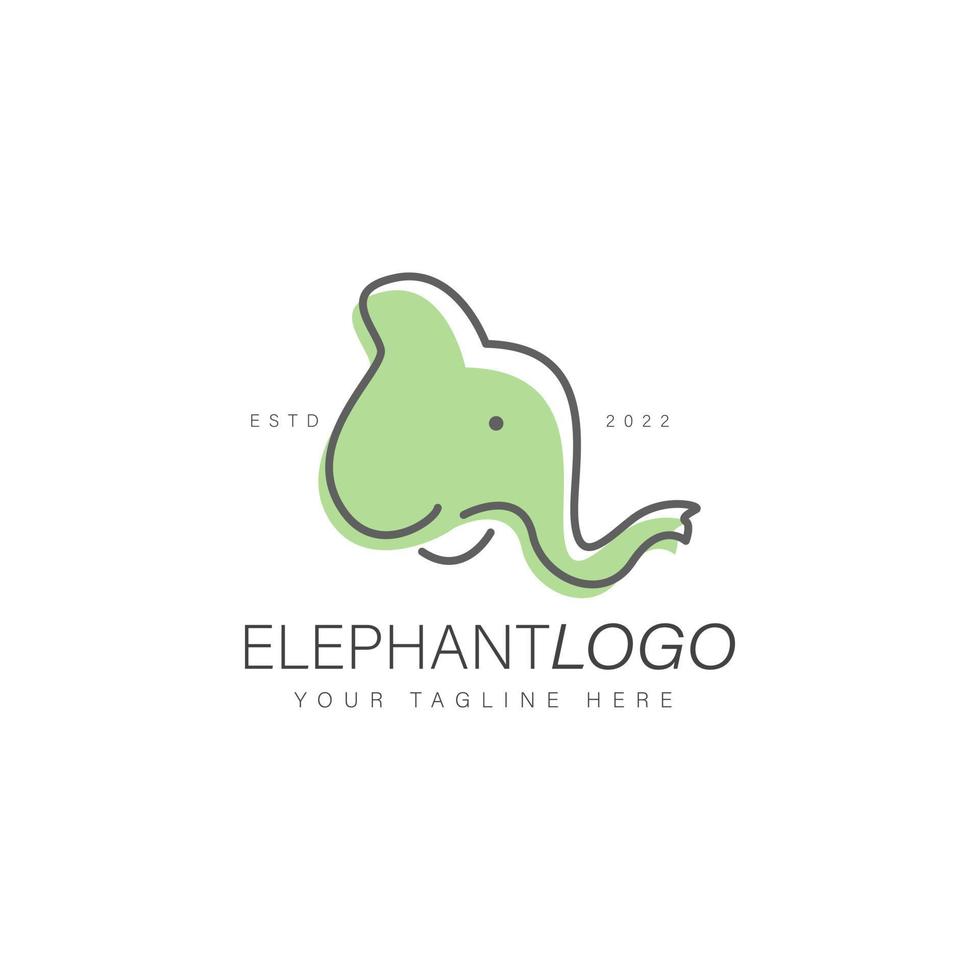 ícone de ilustração de design de logotipo linear de elefante vetor