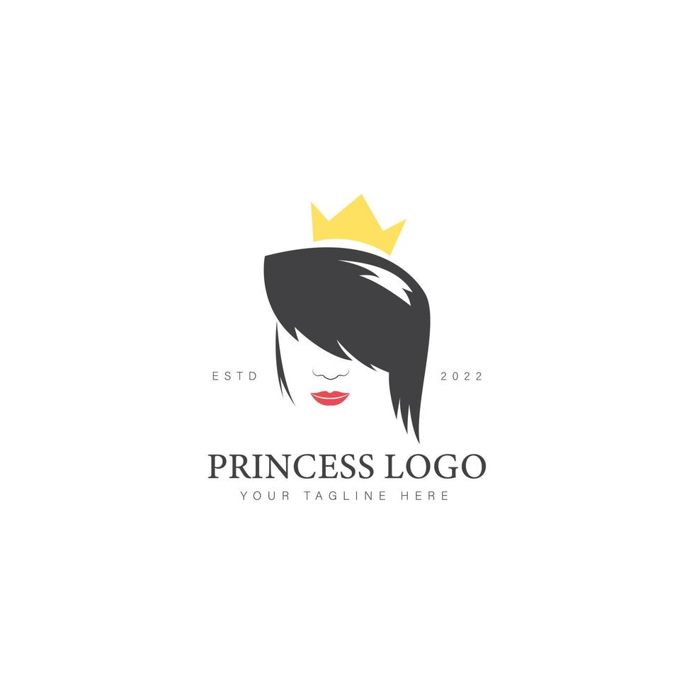 mulheres enfrentam com ilustração de ícone de design de logotipo de coroa vetor