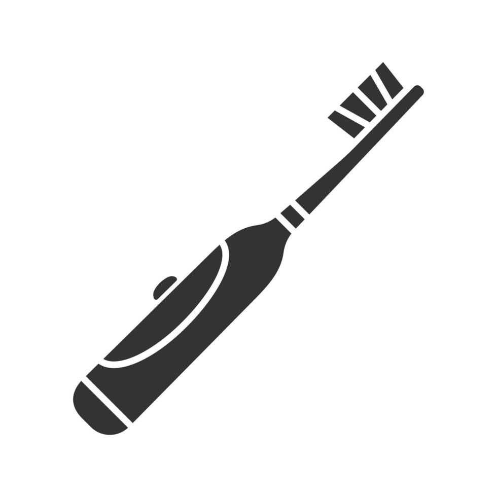 ícone de glifo de escova de dentes elétrica. símbolo de silhueta. limpeza dos dentes. espaço negativo. ilustração vetorial isolada vetor