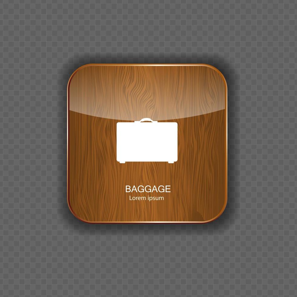 ícones de aplicativos de madeira de bagagem vetor