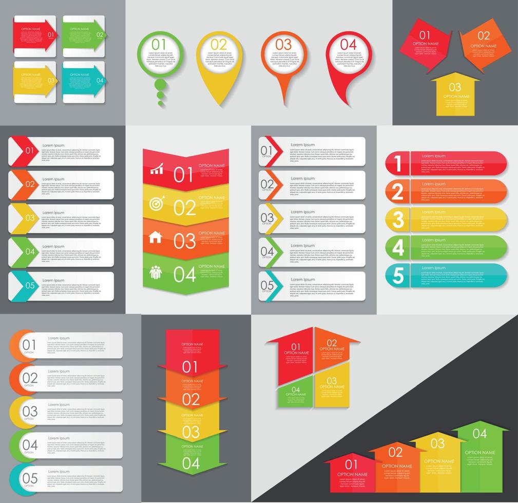 grande conjunto de modelos de banner de infográfico para ilustração vetorial de negócios vetor