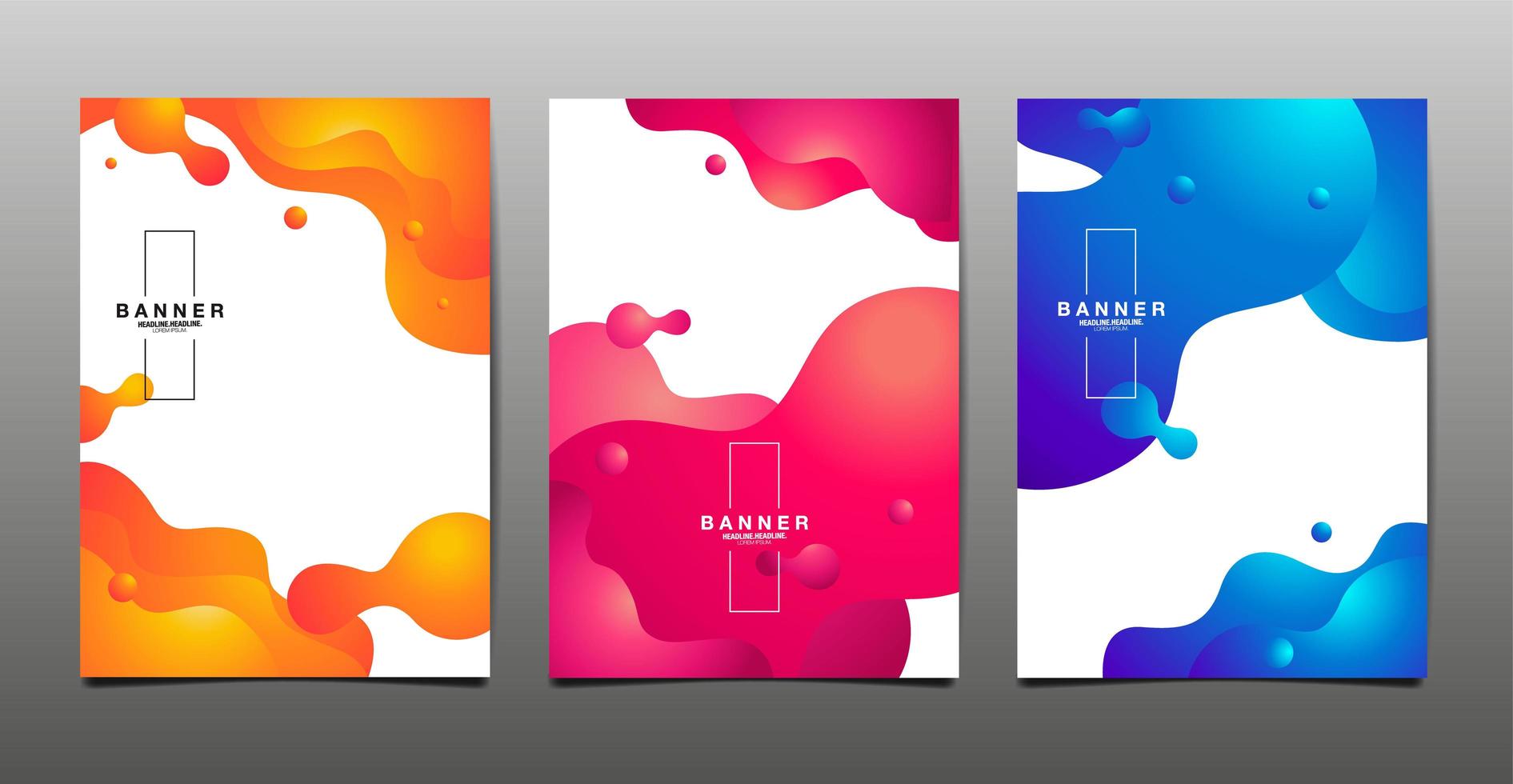 conjunto de banners de design líquido abstrato vetor