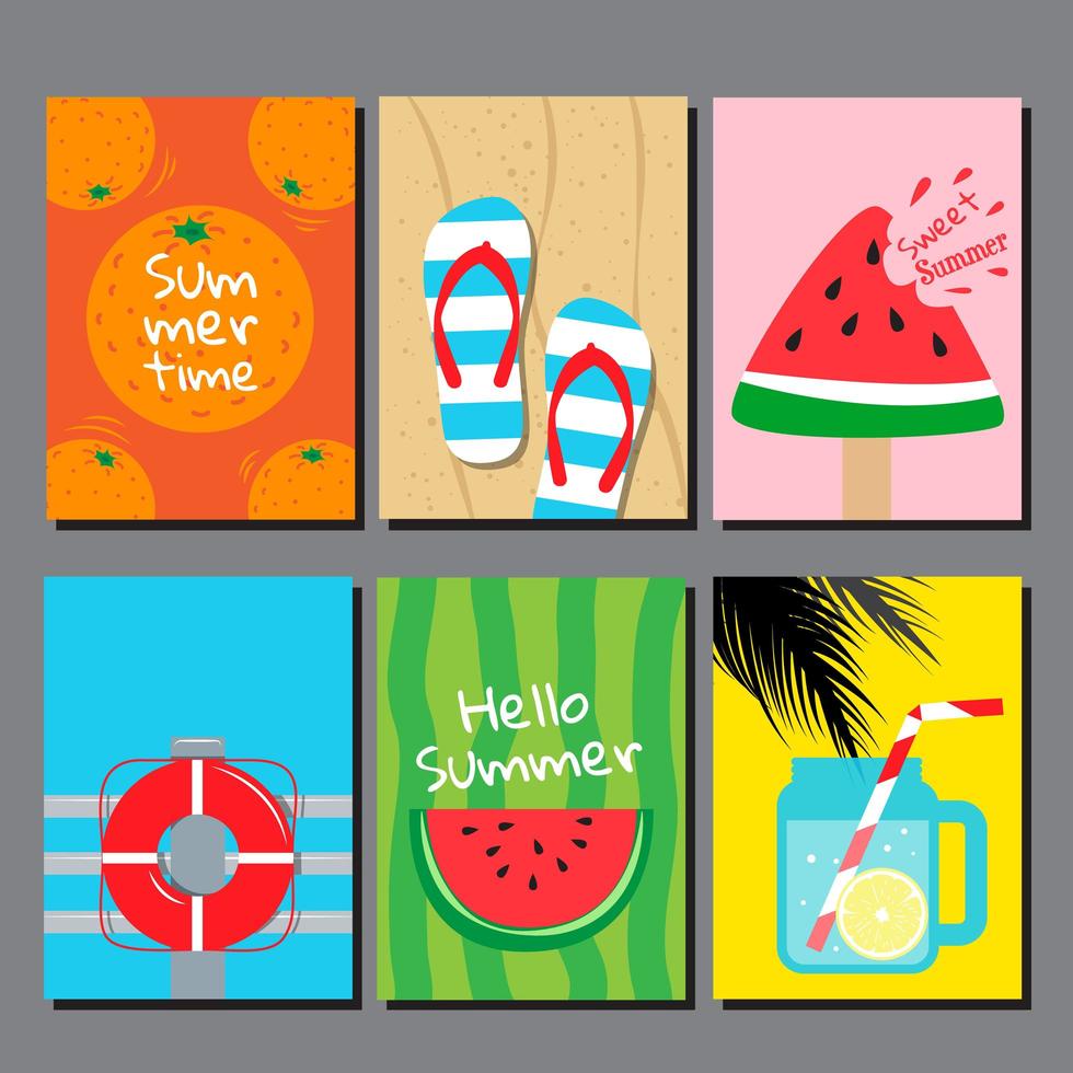 cartão colorido com itens temáticos de verão vetor