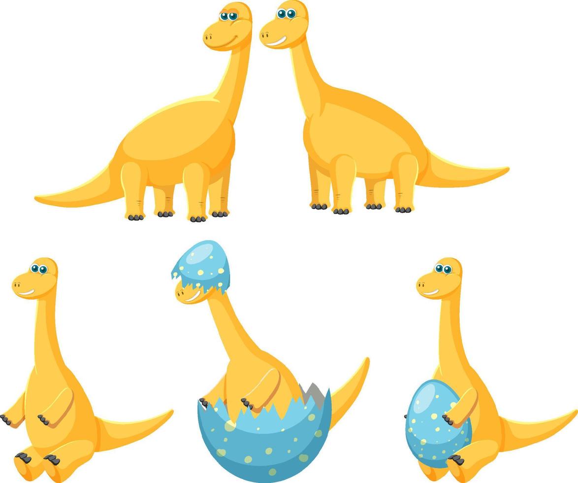 diferentes personagens de desenhos animados de dinossauros apatossauros fofos vetor