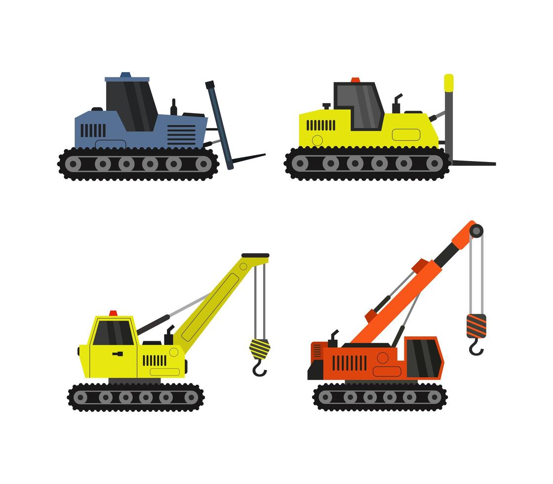 conjunto de ícones de veículos de construção vetor