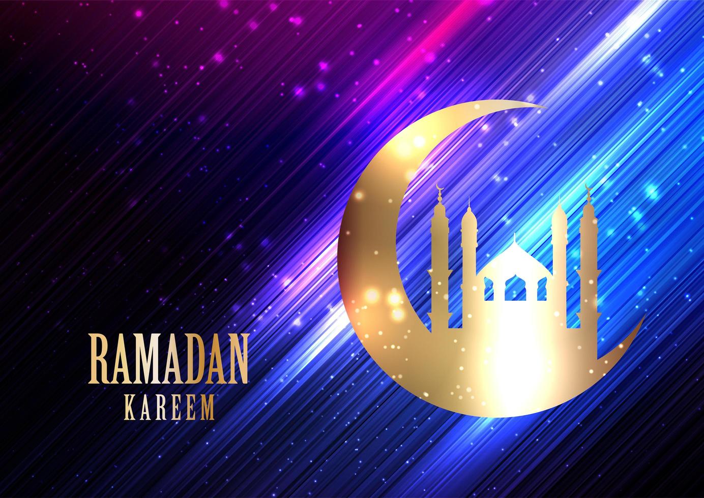 fundo de ramadan kareem com luzes brilhantes vetor