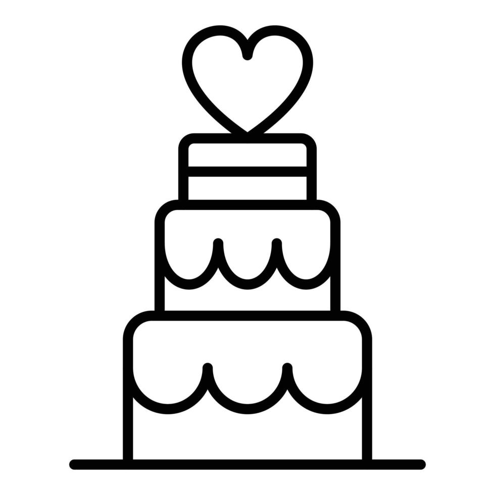 estilo de ícone de bolo de casamento vetor