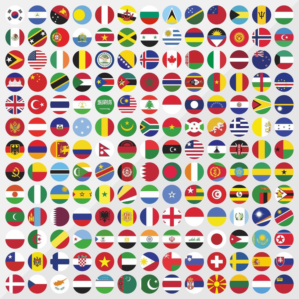 conjunto de ícones de bandeiras do país redondo vetor
