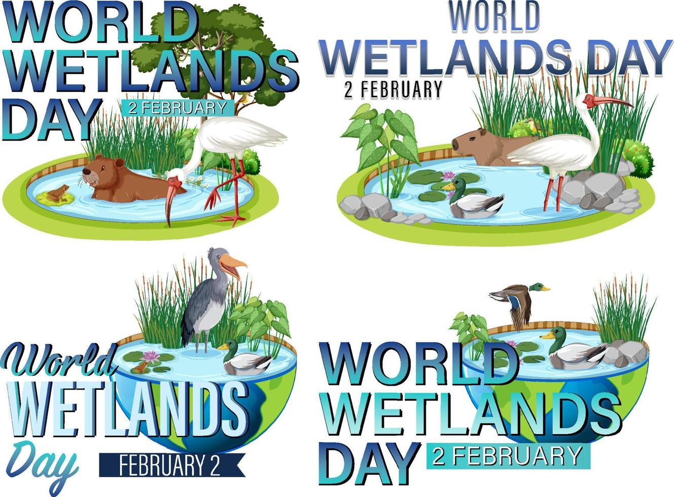 um conjunto de design de logotipo do dia mundial das zonas úmidas vetor