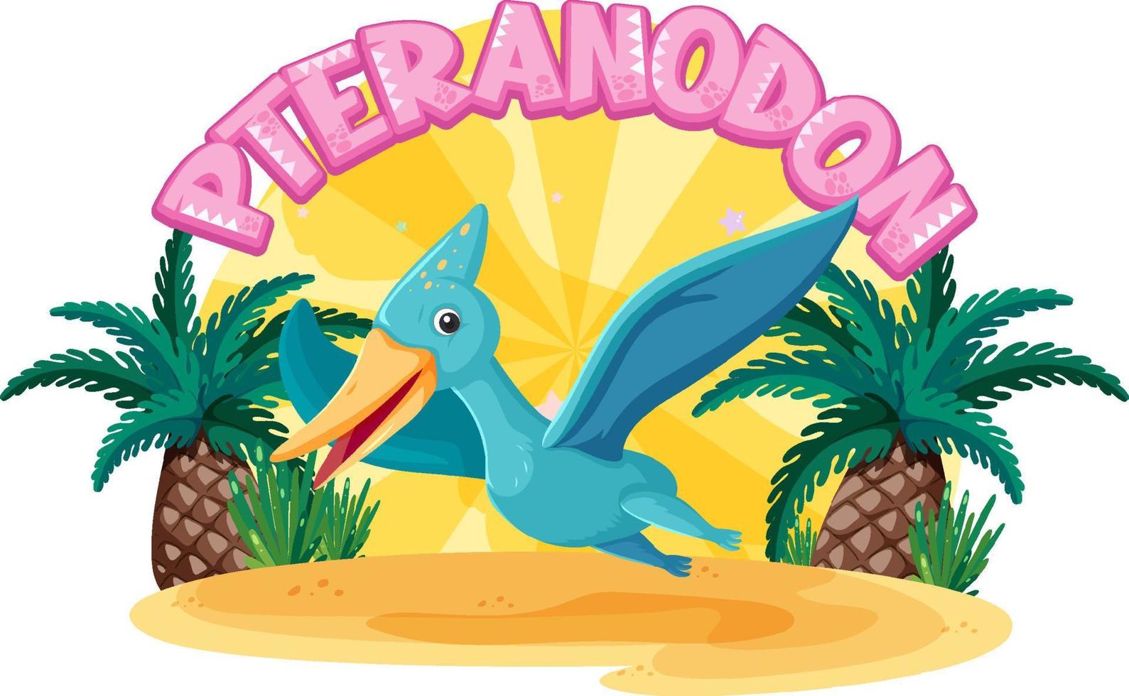 pequeno personagem de desenho animado de dinossauro pteranodonte fofo vetor