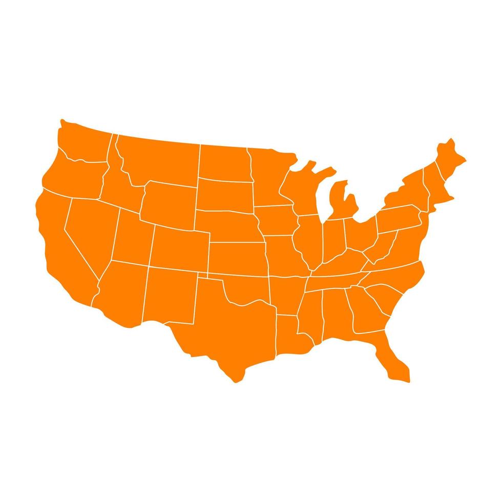 mapa dos estados unidos ilustrado em fundo branco vetor