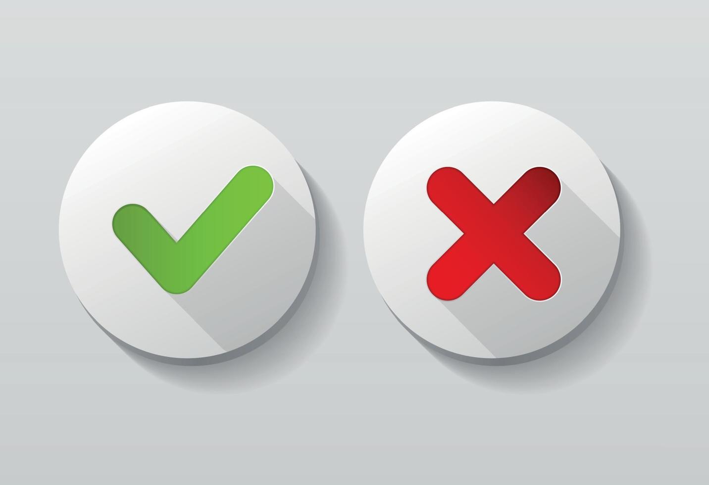 ilustração em vetor botão ícones de marca de seleção vermelha e verde