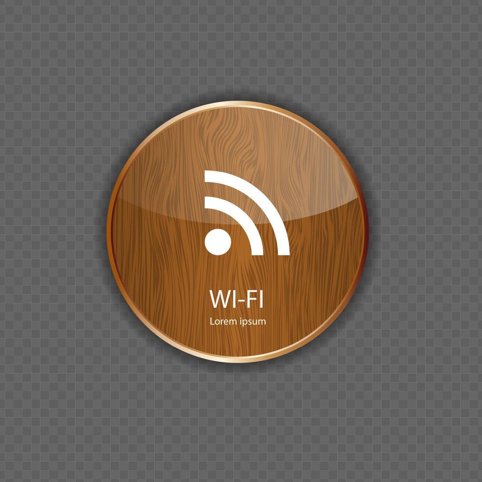 ícones de aplicativos de madeira wi-fi vetor