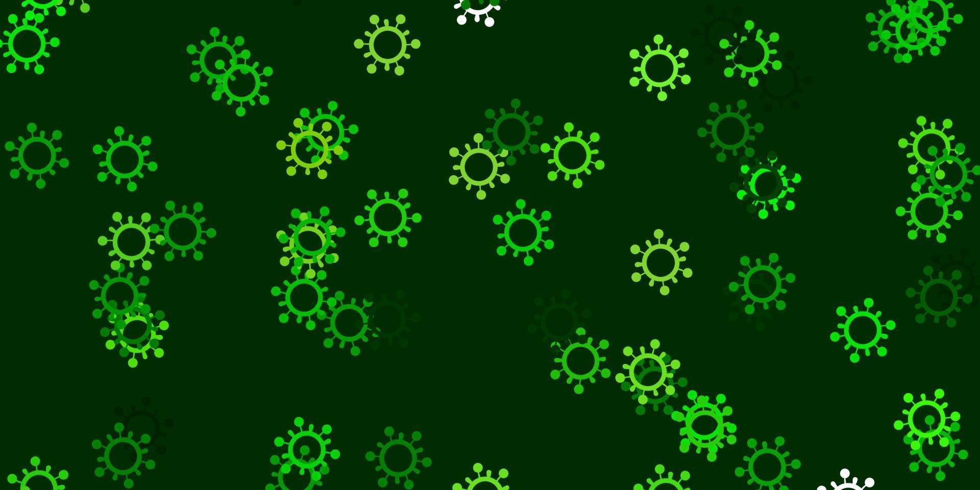 pano de fundo de vetor verde e amarelo claro com símbolos de vírus.