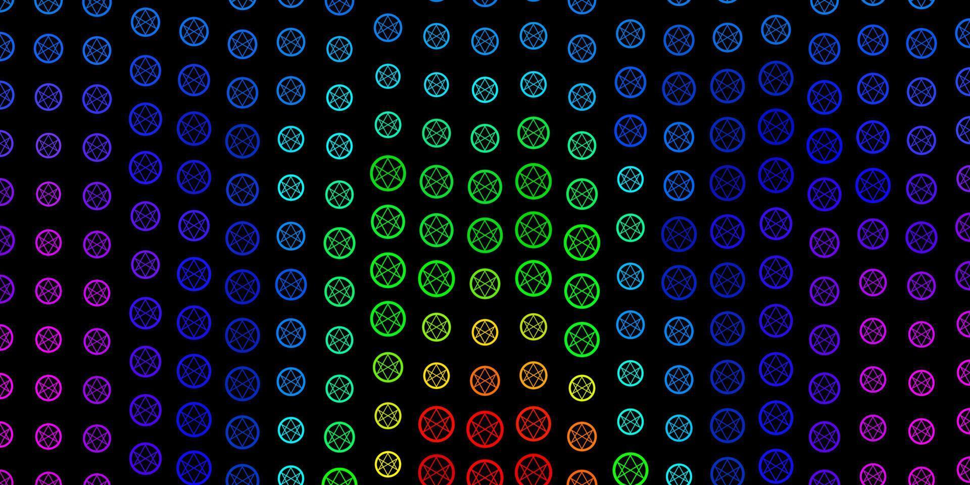 cenário de vetor multicolorido escuro com símbolos de mistério.