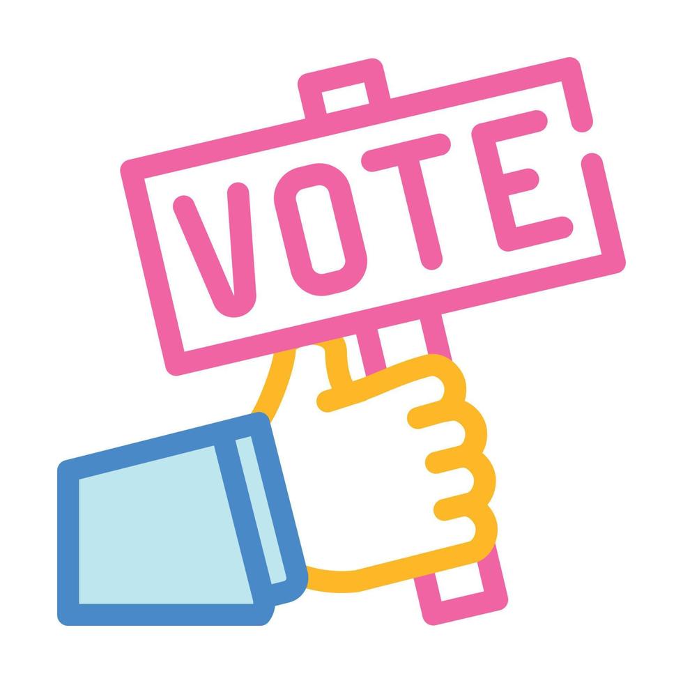 mão segurando a ilustração vetorial de ícone de cor de placa de identificação de voto vetor