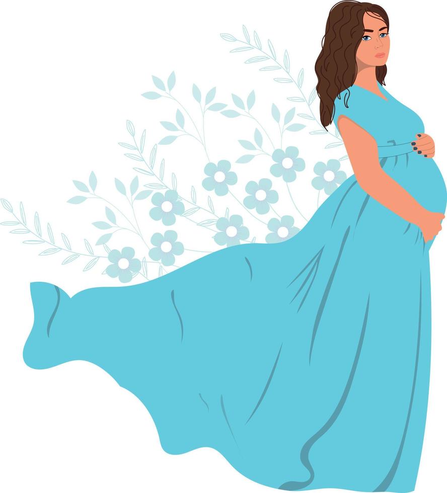 mulher grávida em vestido de elegância vetor