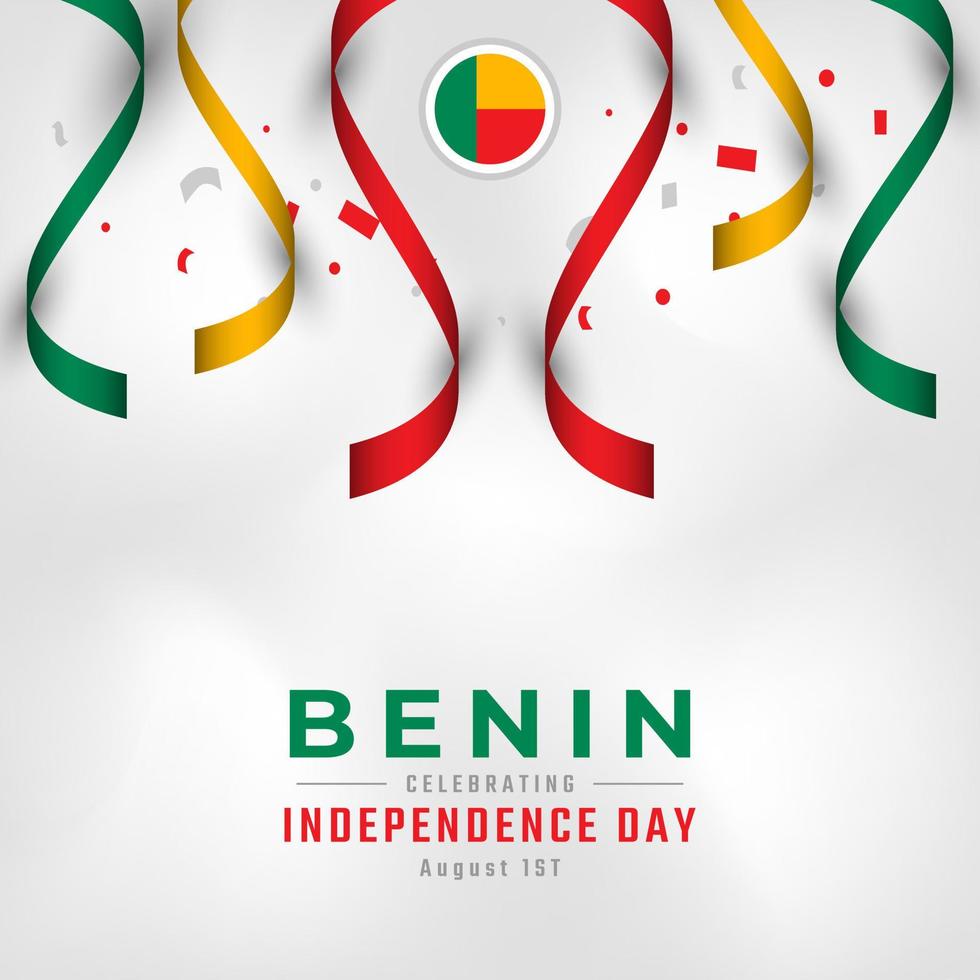 feliz dia da independência do benin 1º de agosto celebração ilustração vetorial de design. modelo para cartaz, banner, publicidade, cartão de felicitações ou elemento de design de impressão vetor