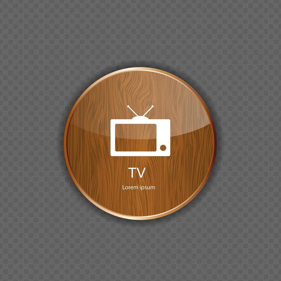 ícones de aplicativos de madeira de tv vetor
