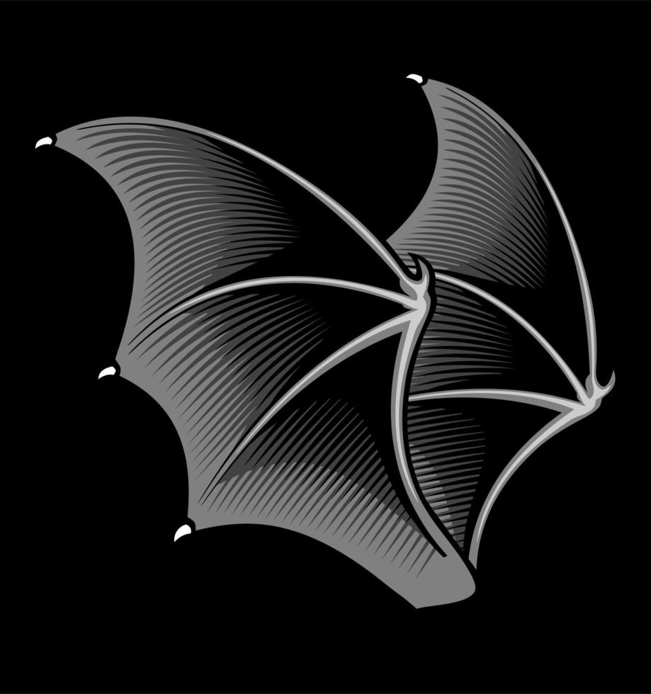 um par de asas de morcego sombreadas.eps vetor
