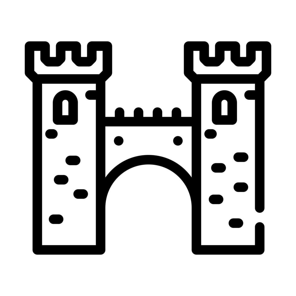 ponte entre ilustração vetorial de ícone de linha de torres de castelo vetor