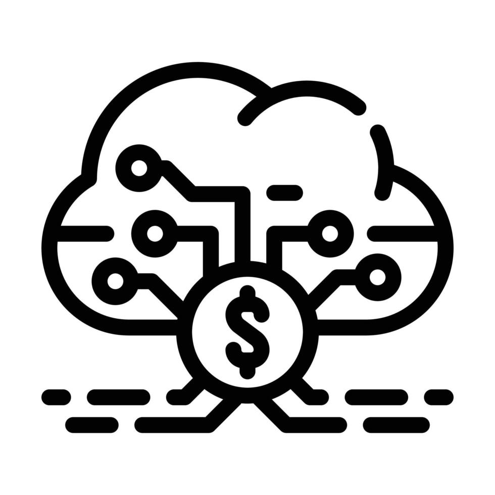 ilustração em vetor ícone de linha de inteligência de negócios em nuvem