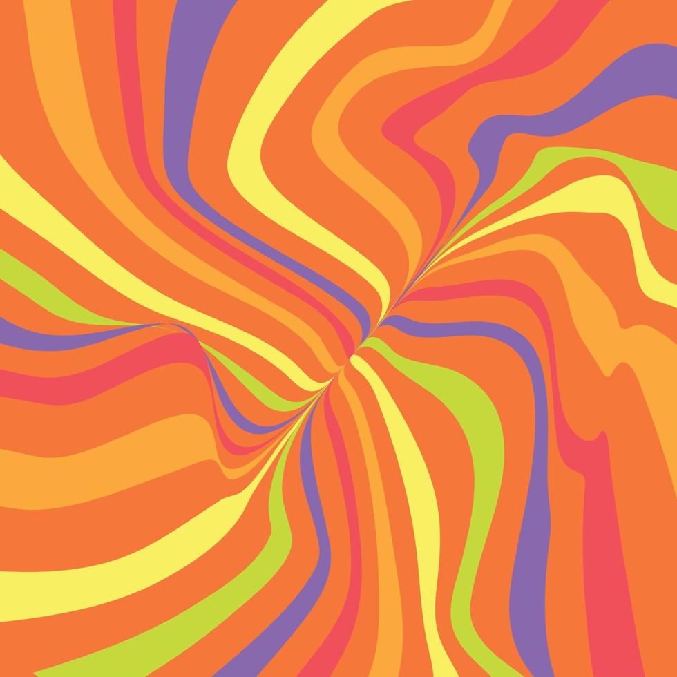 papel de parede de listras abstratas multicoloridas de vibrações retrô dos anos 70 vetor