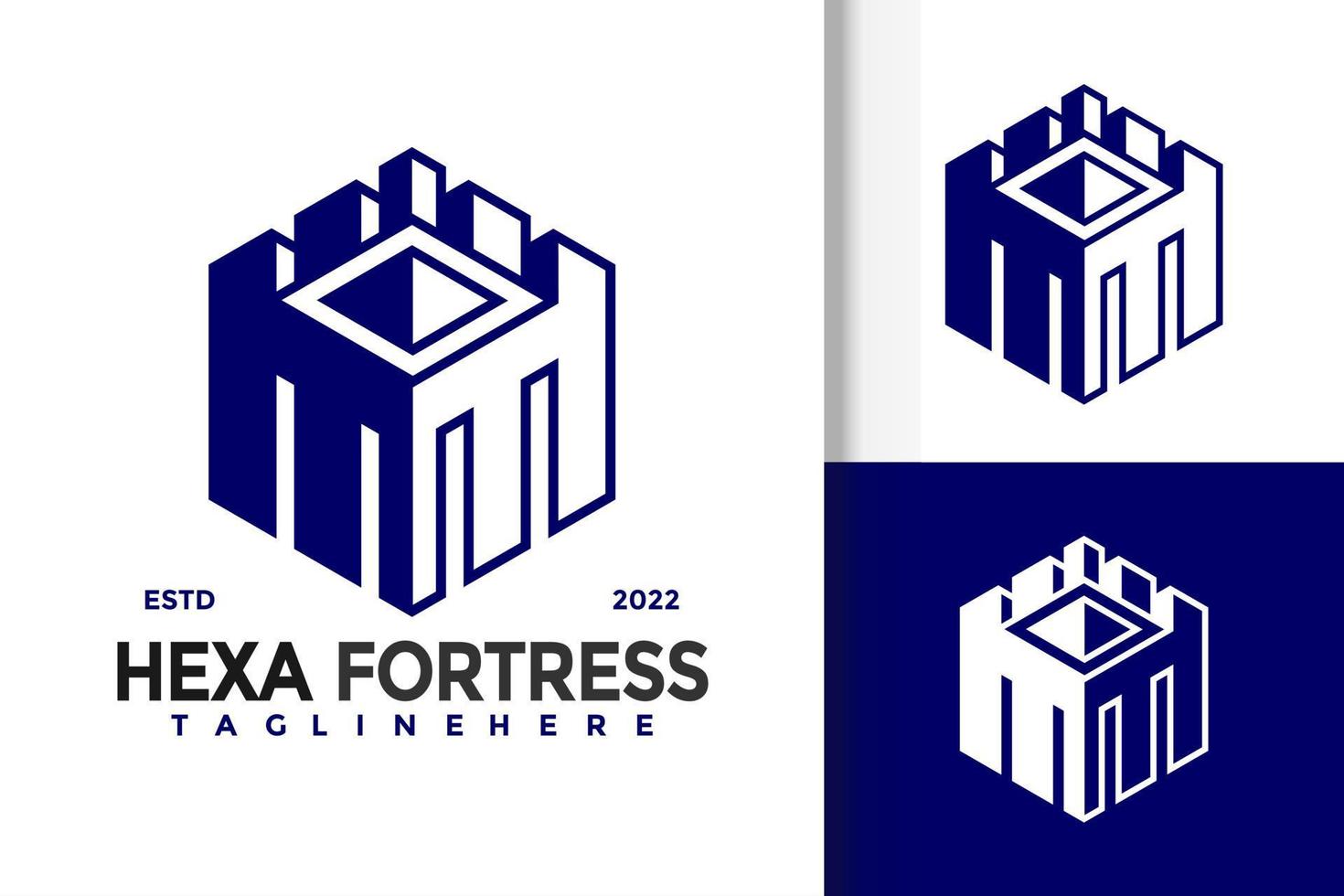 modelo de vetor de design de logotipo moderno de fortaleza hexagonal
