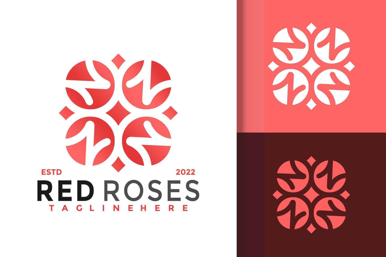 n modelo de vetor de design de logotipo moderno de rosas vermelhas