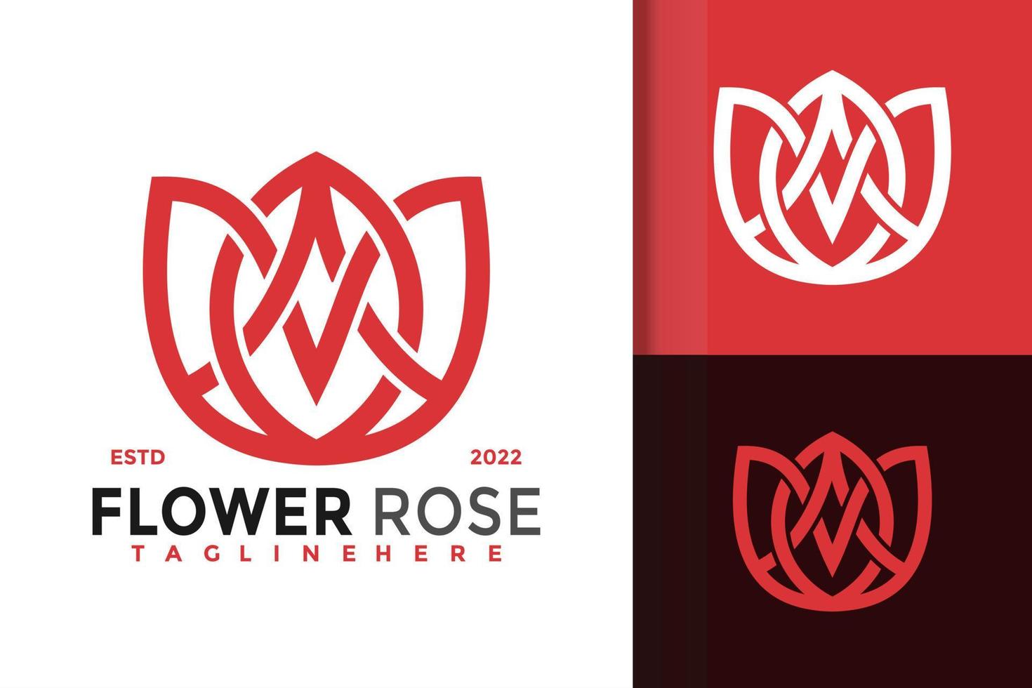 modelo de vetor de design de logotipo moderno de flor vermelha rosa