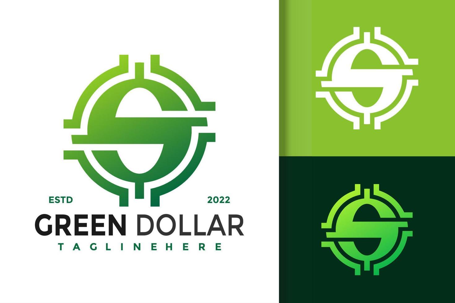 modelo de vetor de design de logotipo moderno de dólar verde letra s