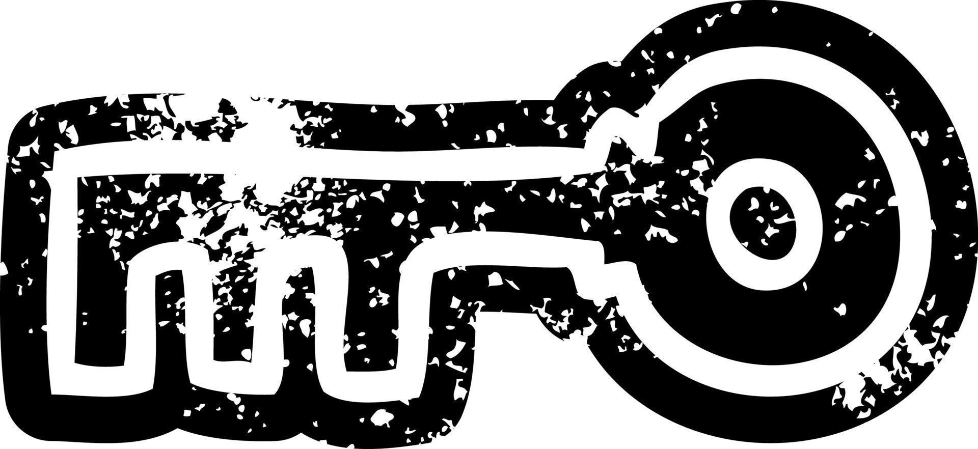 desenho de ícone grunge de uma chave de latão vetor