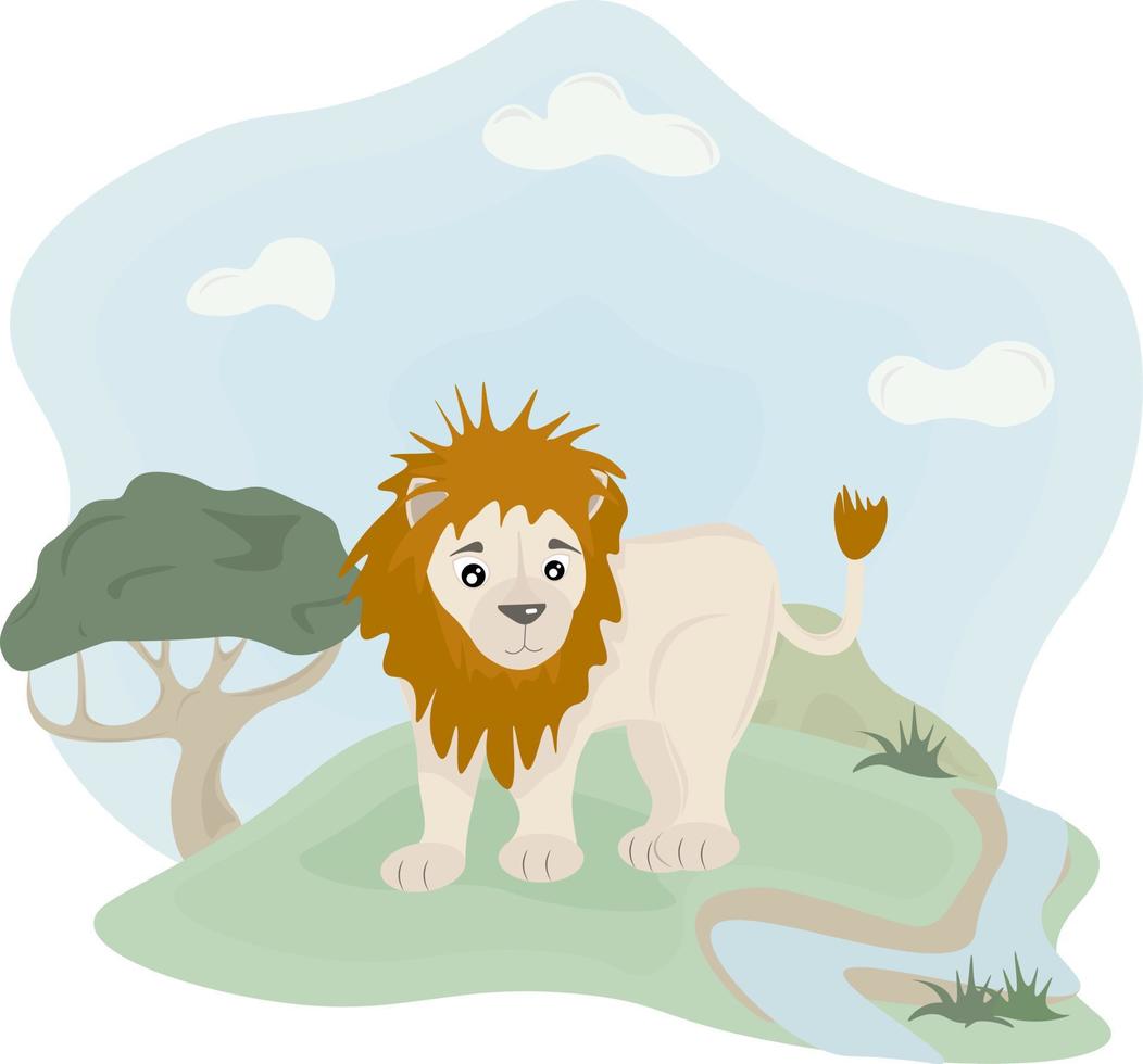 ilustração de leão na natureza vetor