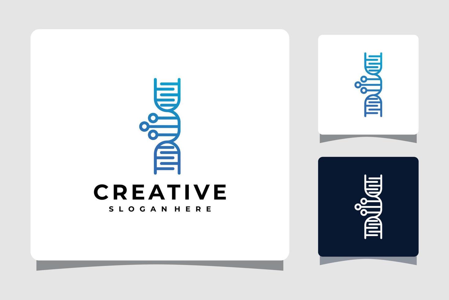modelo de logotipo de tecnologia de dna com inspiração de design de cartão de visita vetor