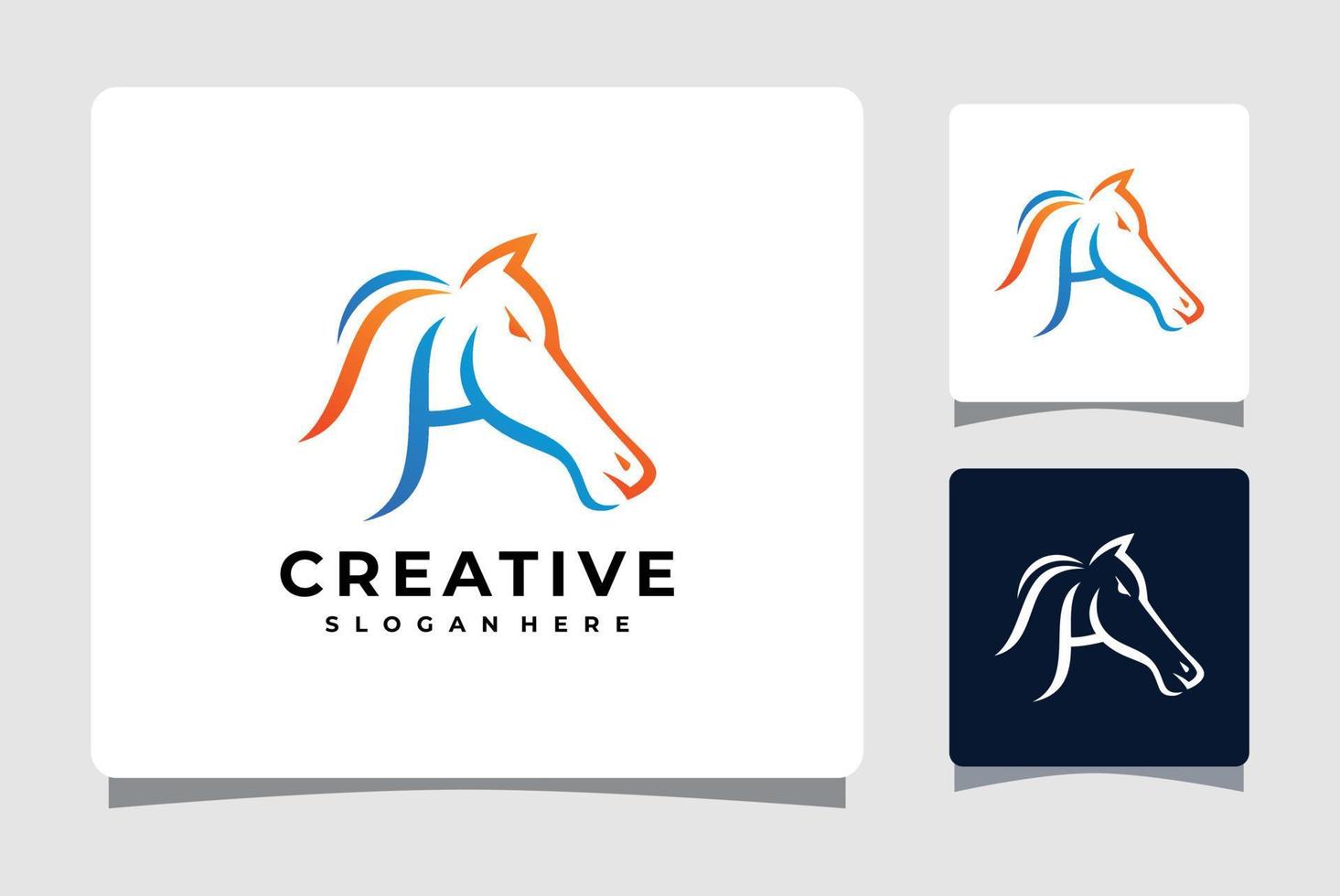 modelo de logotipo de cavalo letra h com inspiração de design de cartão de visita vetor