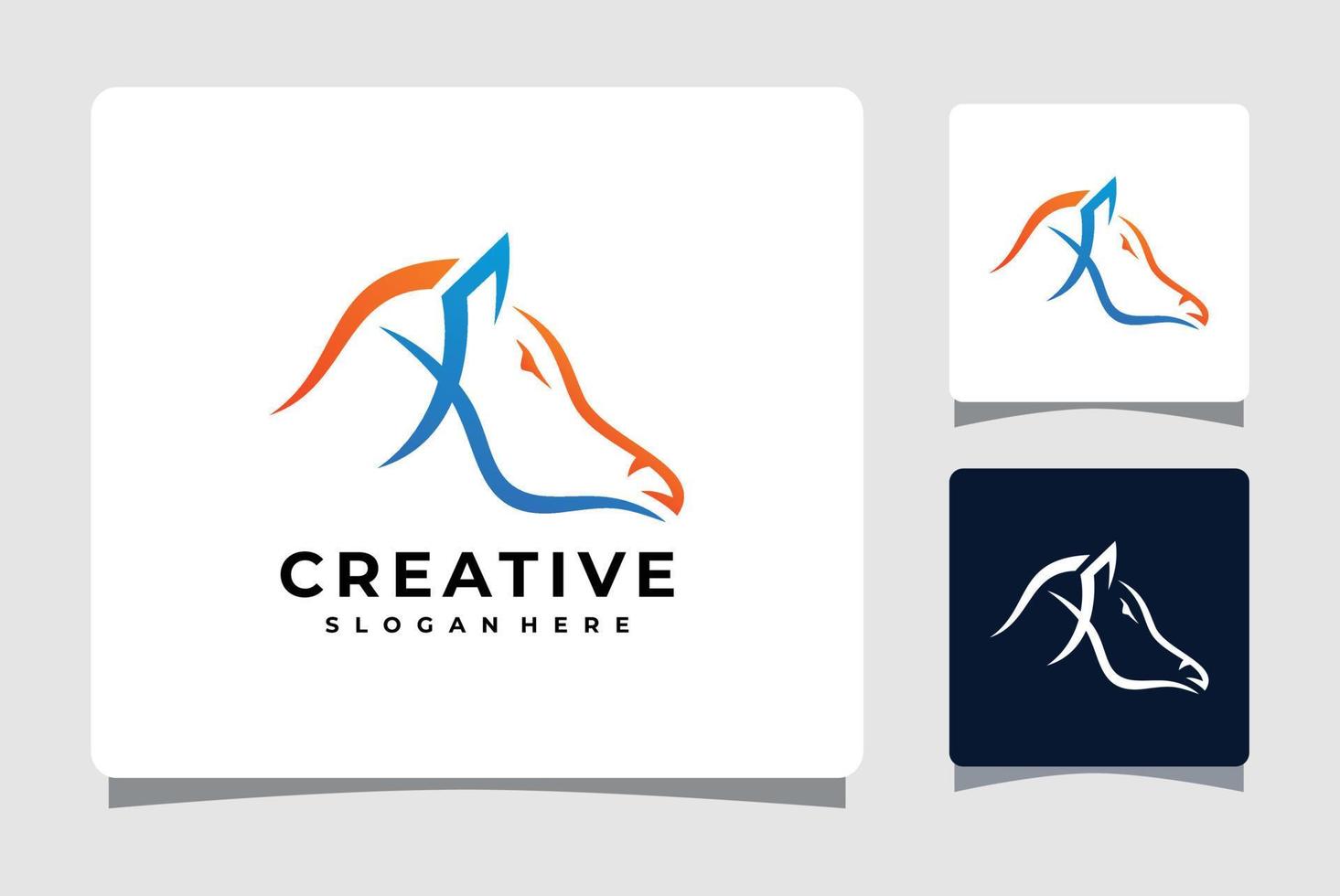 modelo de logotipo de cavalo carta x com inspiração de design de cartão de visita vetor