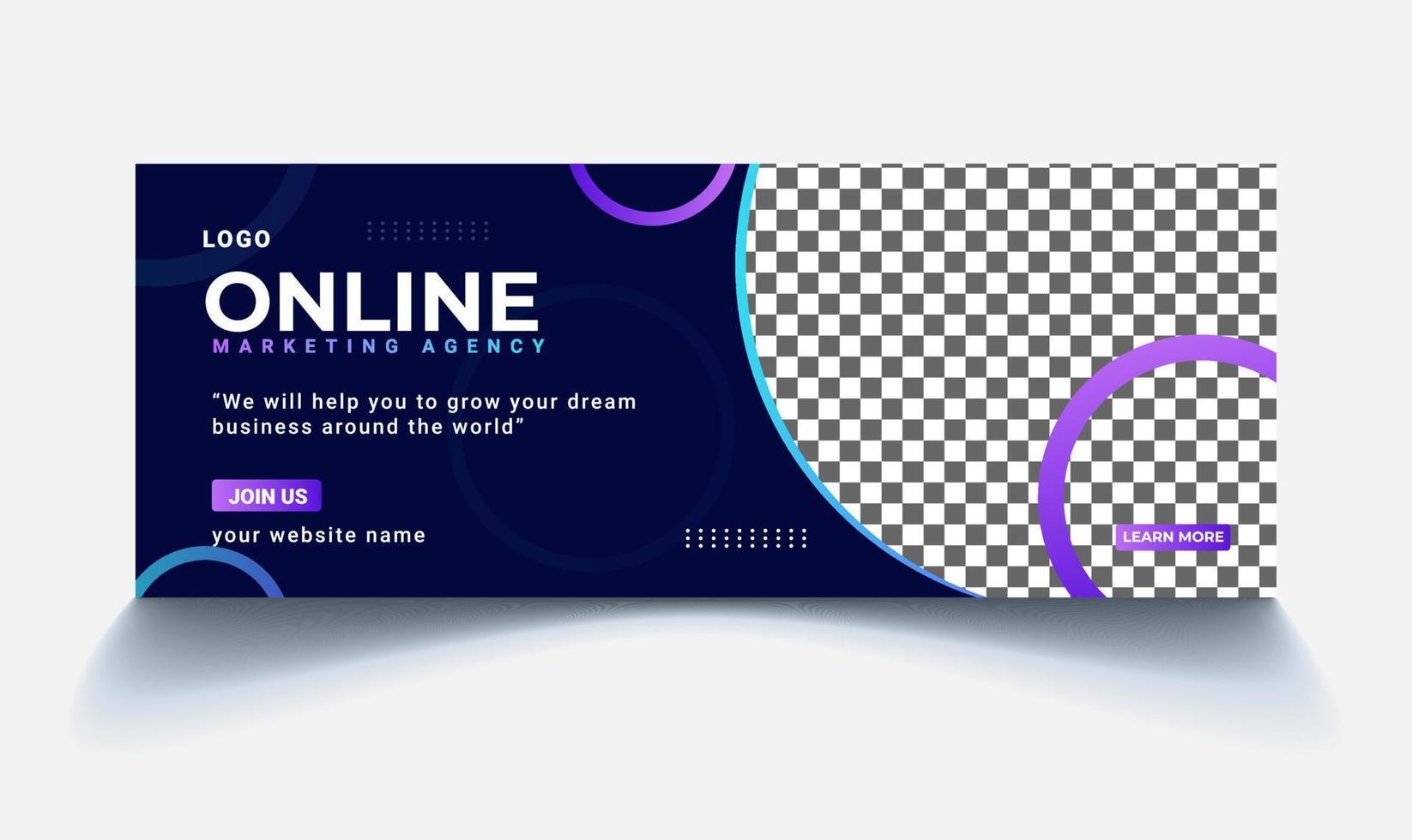 modelo de banner de agência de marketing online vetor