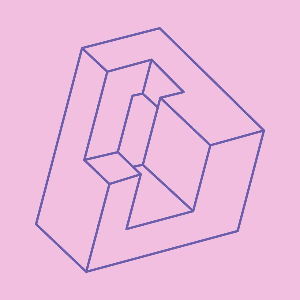 logotipo de ilusão de ótica. objeto de arte óptica. vetor de forma impossível. figura geométrica. paradoxo.