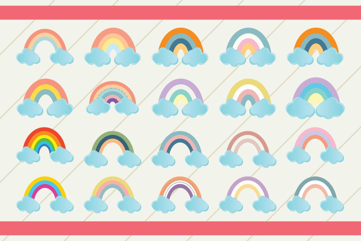 design de pacote de adesivos de arco-íris vetor