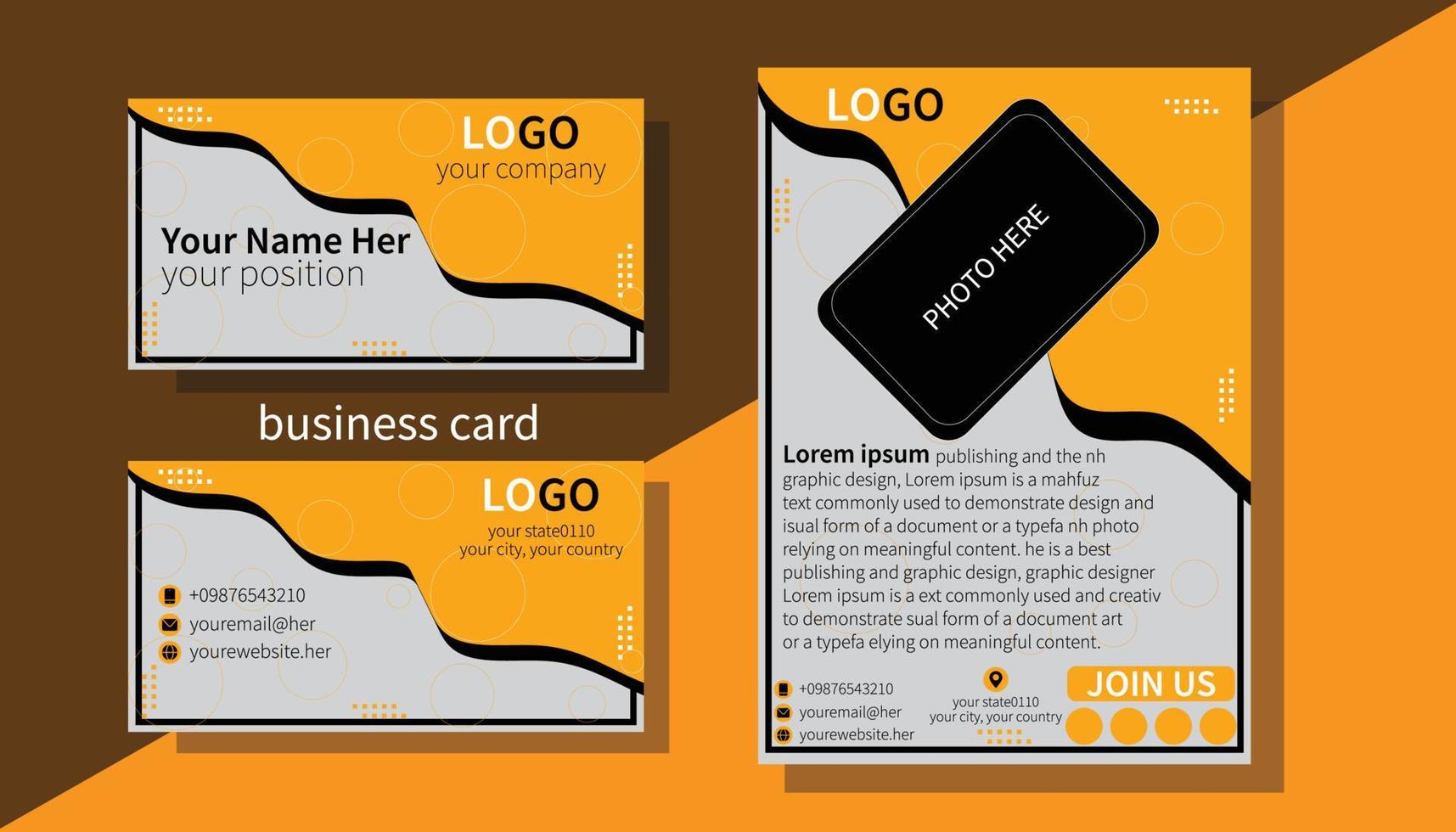 panfleto de negócios corporativos e design de vetor de cartão de visita