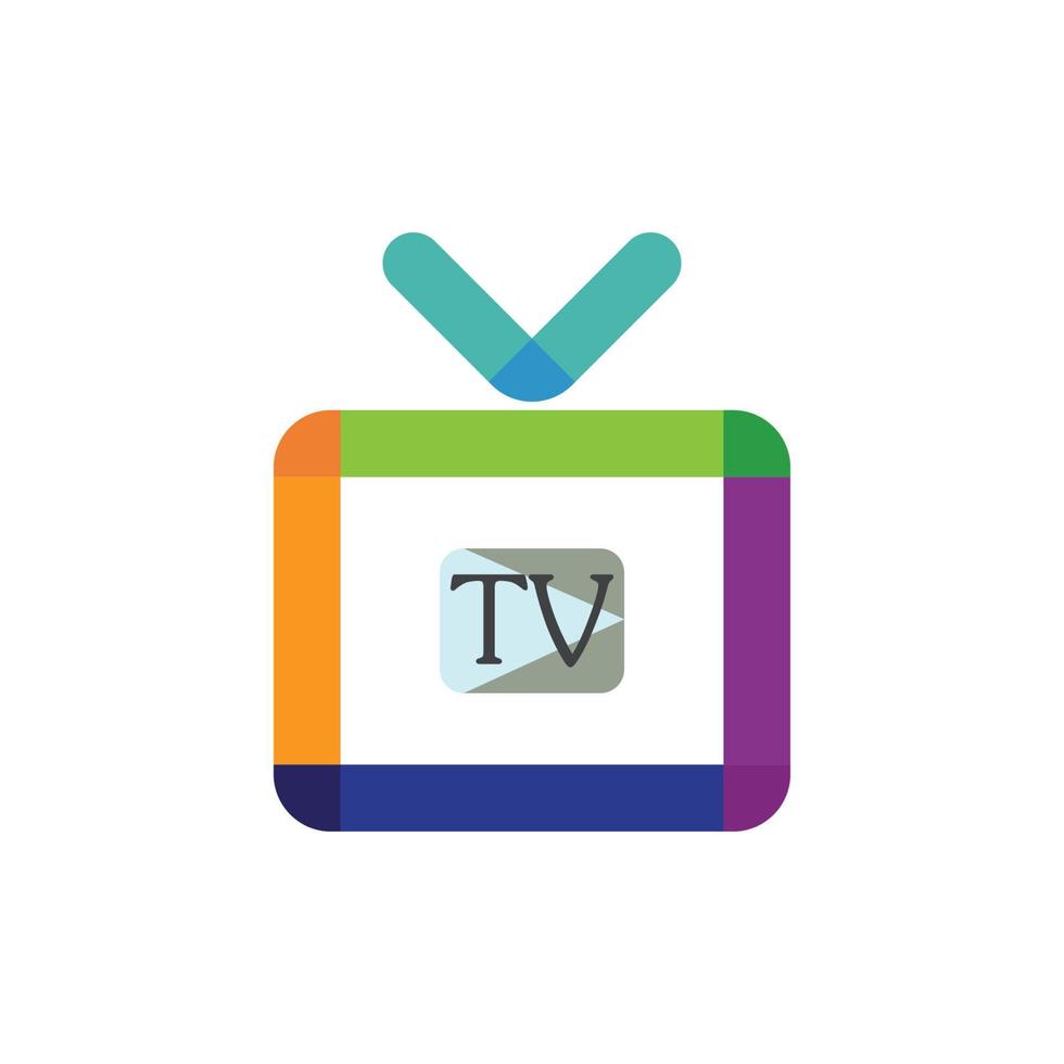 ícone plano de design de logotipo de tv vetor