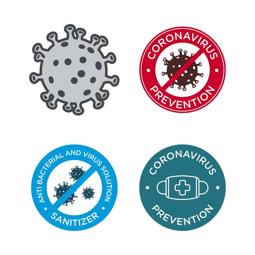 conjunto de ícones de prevenção de coronavírus vetor