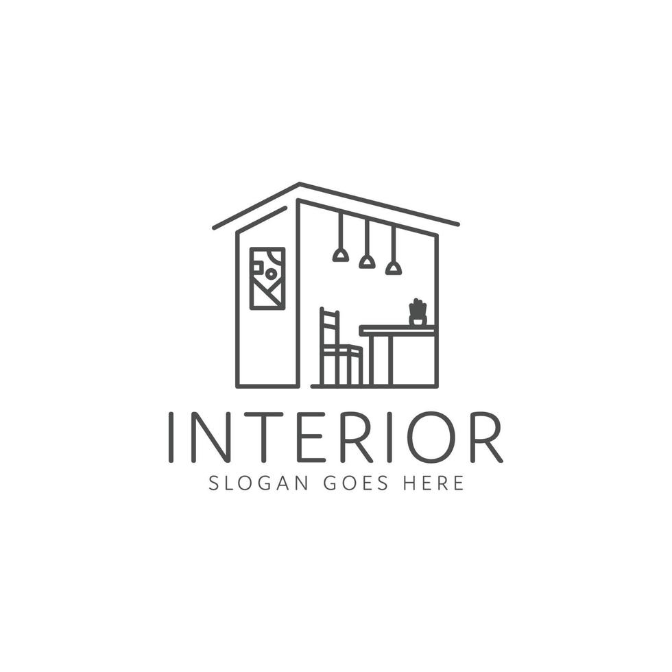 design de logotipo de interiores de decoração para casa vetor