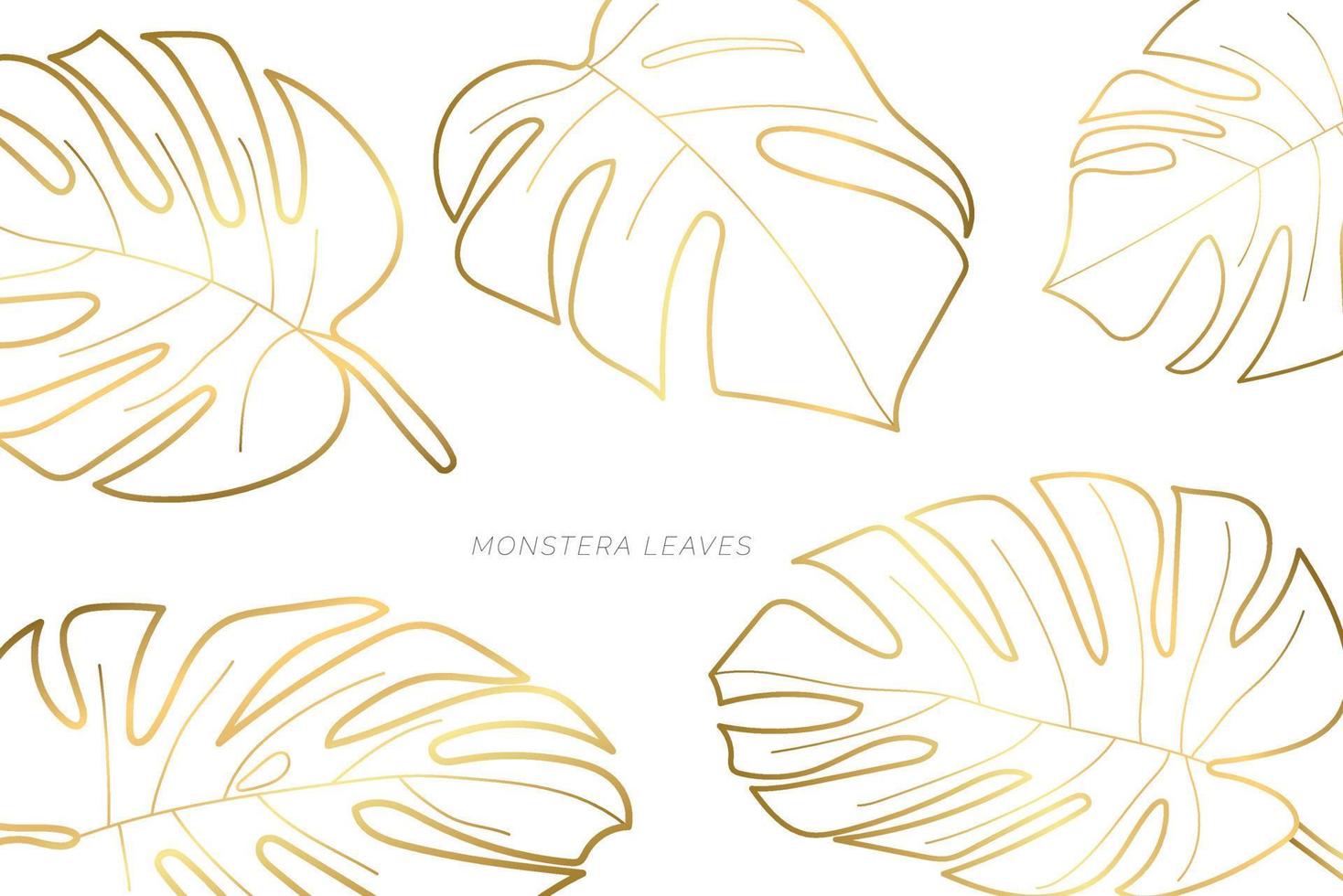 ilustração de fundo de folhas de monstera dourada vetor