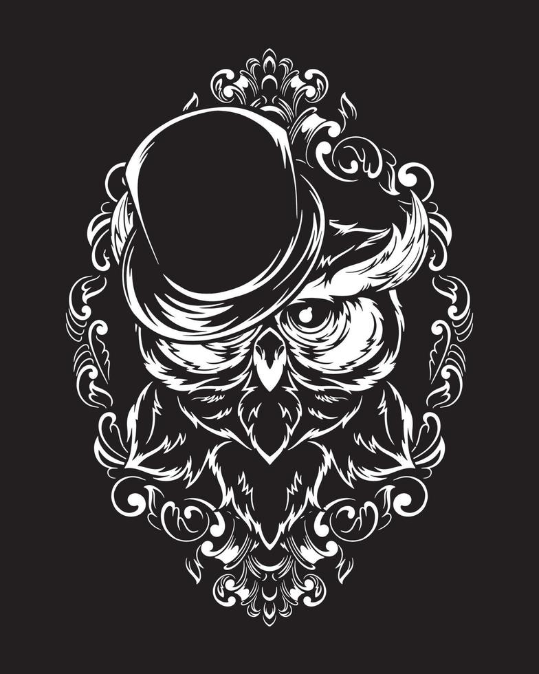ilustração de arte de coruja mágica e design de camiseta vetor